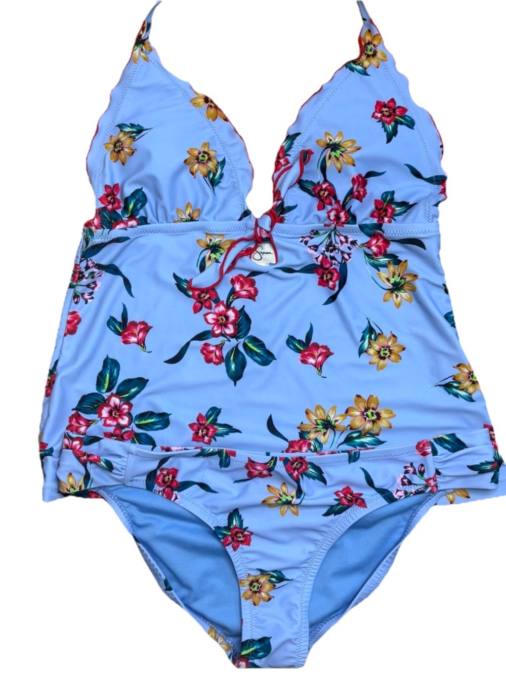 Jessica Simpson Blue Floral Tankini Swimsuit Set